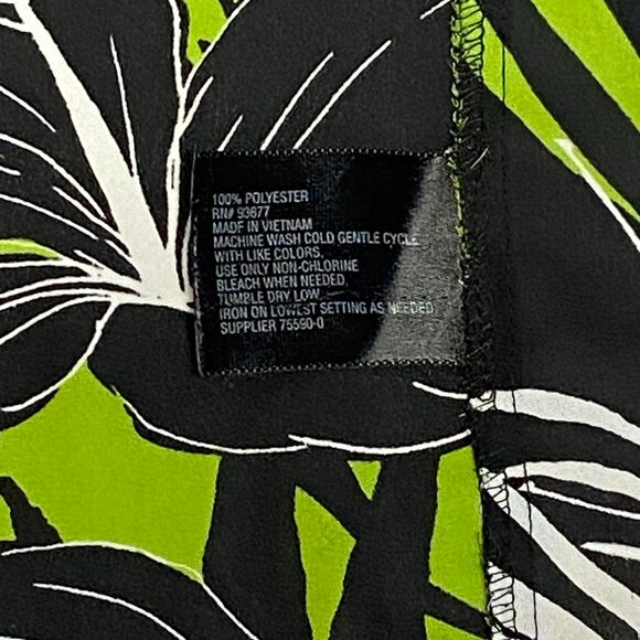 Worthington Banded Cap Sleeve Pleated Front Back Yoke Zip Top Black Green XL - Picture 12 of 12